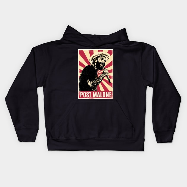 Retro Vintage Malone Rapper Kids Hoodie by Play And Create